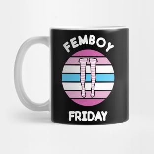 Kawaii Femboy Friday Retro Sunset Striped Femboy Flag Mug